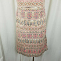 Vintage Mid Century Mod Polyester Sheath Dress Jersey Knit Womens S M Aztec Pink