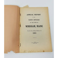 Annual Report Town Officers of Windham Maine February 1 1931 Cumberland County