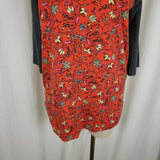 Lularoe Red Floral Randy Top Baseball Style T Shirt Stretch Jersey Knit Womens L