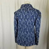 Jeans de Christian Lacroix Indigo Floral Striped Jacket Blazer Womens 44 Italy