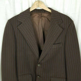 John Blair Brown Polyester Pinstripe Blazer Sport Coat Jacket Mens 39 Vintage