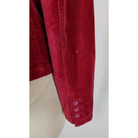 American Eagle Red Velvet Cropped Jean Jacket Blazer Womens M Fitted Tailored