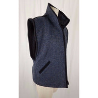 Sleeveless Mottled Flecked Wool Tweed Open Front Vest Womens 11 12 80s 90s Baggy