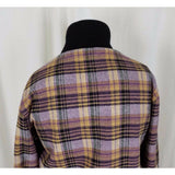 Golf Punk Tartan Scotch Plaid Wool Toggle Closure Fleece Bomber Jacket Womens 12