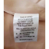Vero Moda Satin Dress Fitted Bodycon Sexy Built in Scarf Faux Wrap Womens M Nude