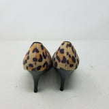 Fergalicious by Fergie Leopard Faux Fur Utopia Heels Pumps Round Toe Womens 8.5