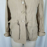 Yoana Baraschi Safari Field Military Style Jacket Blazer Womens sz 6 Tan Khaki