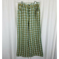 Urban Renewal Remnants Plaid Puddle Pants Woven Wide Legs Trousers Womens L Tan