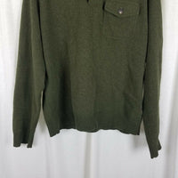 JCrew 100% Lambswool Wool 1/4 Button Henley Pullover Sweater Mens XL Olive Army