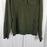 JCrew 100% Lambswool Wool 1/4 Button Henley Pullover Sweater Mens XL Olive Army