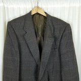 Vintage Plaid Wool Sport Coat Blazer Jacket Mens 40 Riding Equestrian Logo