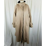 London Fog Funnel Neck Insulated Long Trench Coat Womens 12 Wool Zip Out Liner