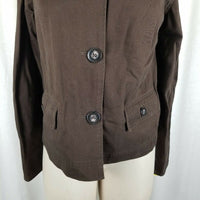 Chadwick's Chocolate Brown Blazer Jacket Womens 6 Wide Peter Pan Shawl Collar