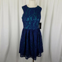 Ivy + Blu Lace Overlay Fit & Flare Twirl Dress Womens 8 Summer Mini Sundress NWT