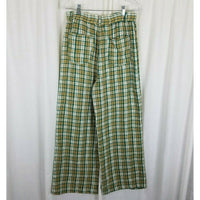 Urban Renewal Remnants Plaid Puddle Pants Woven Wide Legs Trousers Womens L Tan