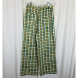 Urban Renewal Remnants Plaid Puddle Pants Woven Wide Legs Trousers Womens L Tan