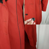 Smug Long Maxi Fur Lined All Weather Trench Pea Coat Womens M L Burnt Orange Red