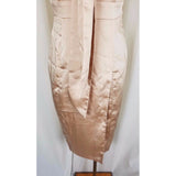 Vero Moda Satin Dress Fitted Bodycon Sexy Built in Scarf Faux Wrap Womens M Nude
