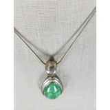 Faux Green Opal Pendant Necklace Confetti Silver Chain Statement Charm Resin