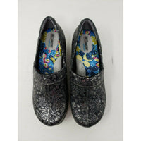 SoftWalk Grey's Anatomy Meredith Black Metallic Leather Clogs Shoes Women's 6 W