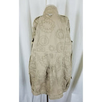 J.Jill Canvas Cotton Embroidered Pleated Fit & Flare Riding Jacket Coat Womens M