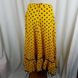 Vintage Yellow and Black Polka Dotted CanCan Twirl Skirt Womens XL Lace Underlay