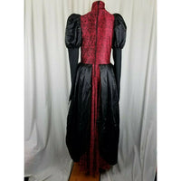 Red Floral Lace Corset Steampunk Ball Gown Dress Womens OS Medieval Gothic Black