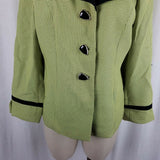 Moshita Couture Green Checked Black Piping Wide Lapel Blazer Jacket Womens 12