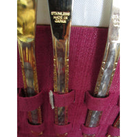 Holmes & Edwards Stainless Steel Floral Flatware Set in Chest Japan Tongs