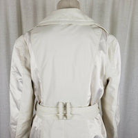Blanc Noir Multi Zippered Pockets Belted Trench Coat Womens M L Cotton Stretch