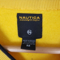 Nautica Competition Sweatshirt Sweater Pullover Yellow Spellout Crew Neck Mens M