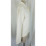 Liz Claiborne Henley Knit Sweater Cotton Shawl Collar Funnel Neck Womens M Cream