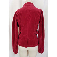 American Eagle Red Velvet Cropped Jean Jacket Blazer Womens M Fitted Tailored