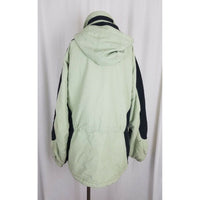 LL Bean Winter Jacket Nylon Parka Full Zip Up Anorak Womens L Ski Snow Green
