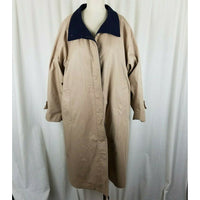 London Fog Funnel Neck Insulated Long Trench Coat Womens 12 Wool Zip Out Liner