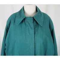 London Fog Towne Cape Top Wool Lined Cinch Waist Spy Trench Coat Womens 12 Green