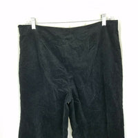 Talbots Classic Side Zip Black Velvet Brushed Cotton Pants Womens 16 Flat Front
