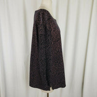 Elementz Stretch Jersey Knit Floral Metallic Top Shirt Tunic Blouse Womens 3X
