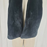 Talbots Black Vegan Deep Pile Faux Fur Plush Open Front Swing Vest Womens L XL