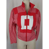 Vintage Ayako Designer Canvas Railroad Stripe Geometric Jacket Womens S M Red