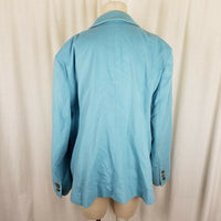 LL Bean Wool Cashmere 3 Button Riding Blazer Jacket Womens 20P Plus Seafoam Blue