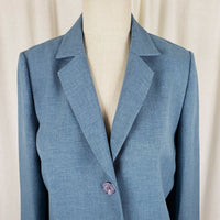 Alfred Dunner Petites Eaton Square Polyester Blazer Jacket Womens 10P Blue NOS