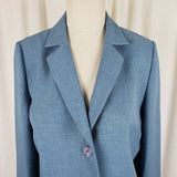 Alfred Dunner Petites Eaton Square Polyester Blazer Jacket Womens 10P Blue NOS