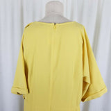 Ann Taylor Factory Wrap Side Tie Yellow Chiffon Midi Dress Womens L NWT $110