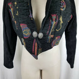 Native Components Leather Woven Bolero Jacket Southwestern Tapestry Womens M