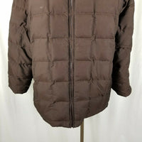 LL Bean Brown Faux Fur Collar Goose Down Quilted Puffer Jacket Parka Womens XL
