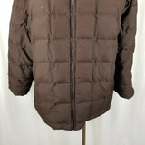 LL Bean Brown Faux Fur Collar Goose Down Quilted Puffer Jacket Parka Womens XL