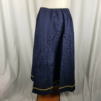 Handmade Vintage Long Maxi Jacquard Ribbon Trim Skirt Womens XL Blue Sheen Gold