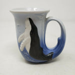 Vintage Humpback Whale Raised 3D Ceramic Coffee Mug Textured Flute Shape Cup