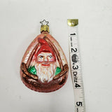 Vintage Painted Glass Santa Claus or Elf Christmas Tree Ornament Spun Blown 4"